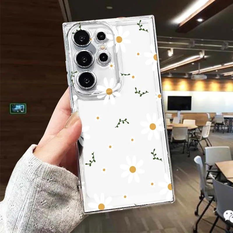 Trendy flower pattern Phone Case For Samsung Galaxy S26 S25 S24 S23 S22 S21 S20 S10 Lite FE Edge TPU 5G Transparent