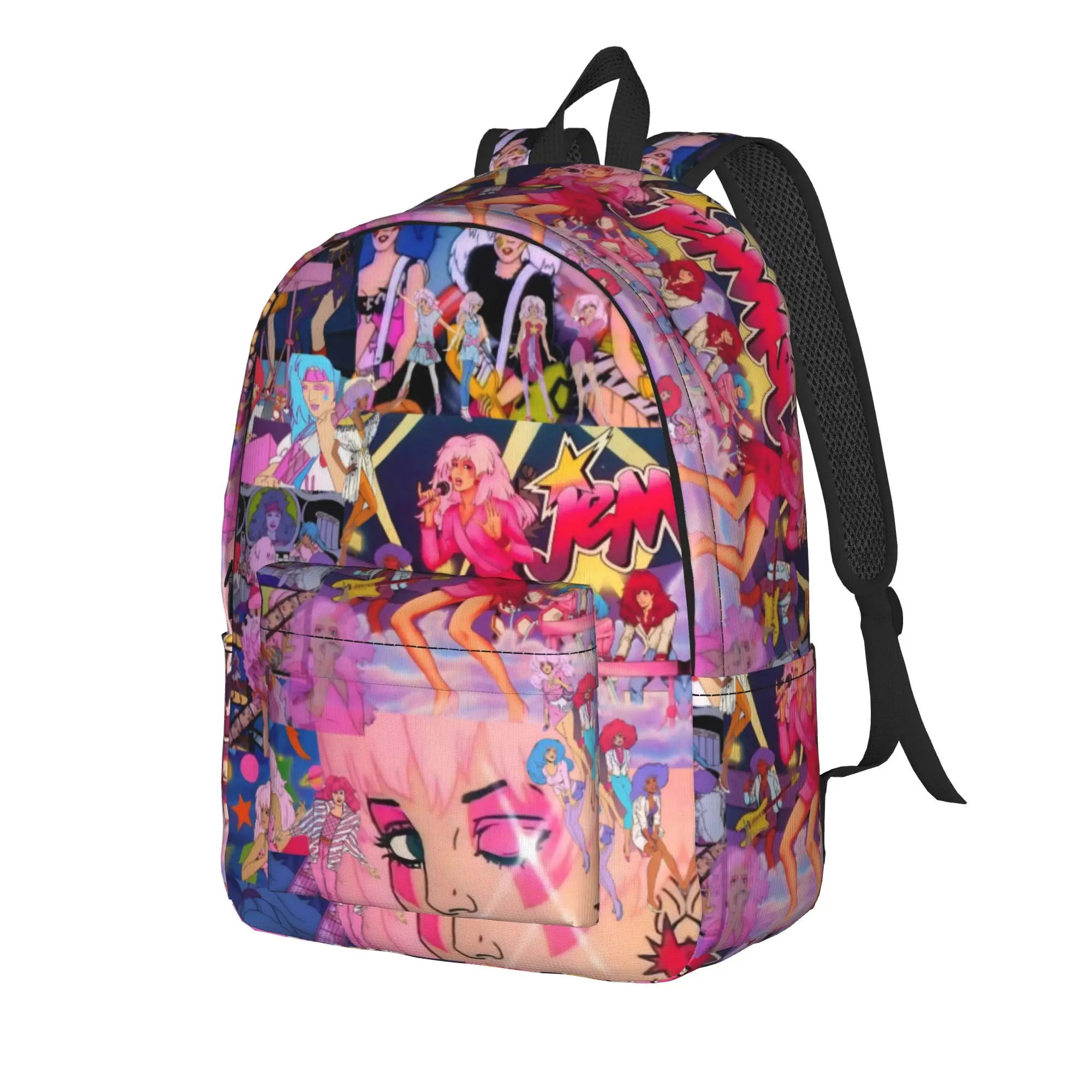 Jem And The Holograms Fashion Backpack Durable High School Business  Daypack for Men Women Laptop Computer Shoulder Bag