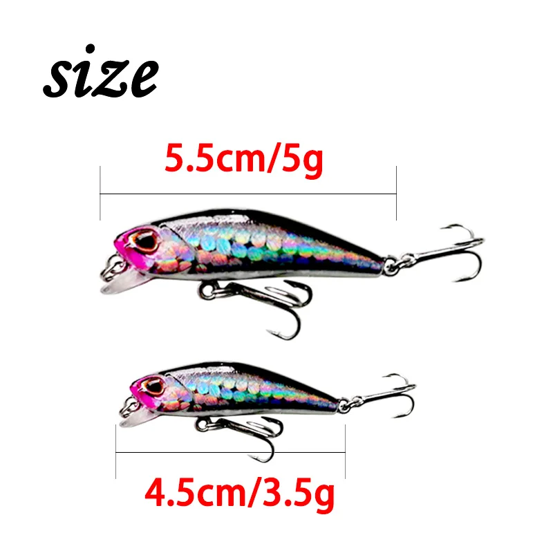 Mini Rattling Minnow Iscas de Pesca, Wobblers para Jerkbait, Pike Combater, Isca Dura, Pesca Artificial, Bass, 4,5 cm, 3,5g, 5,5 cm, 5g, 1 pc