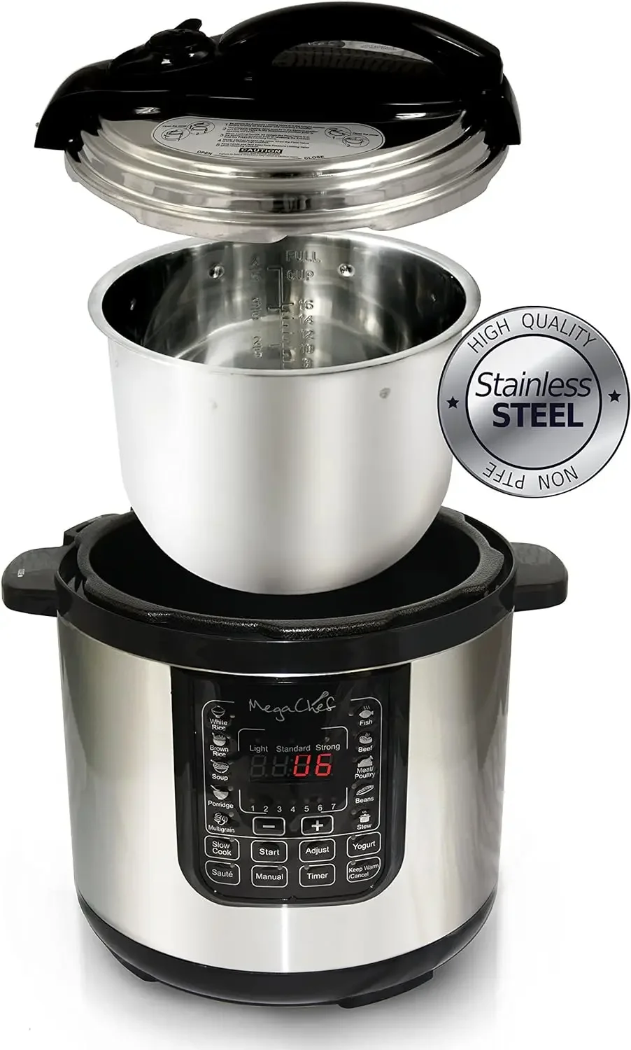 NEW MCPR120A 8 Quart Digital Pressure Cooker with 13 Pre-set Multi Function Features, Stainless Steel