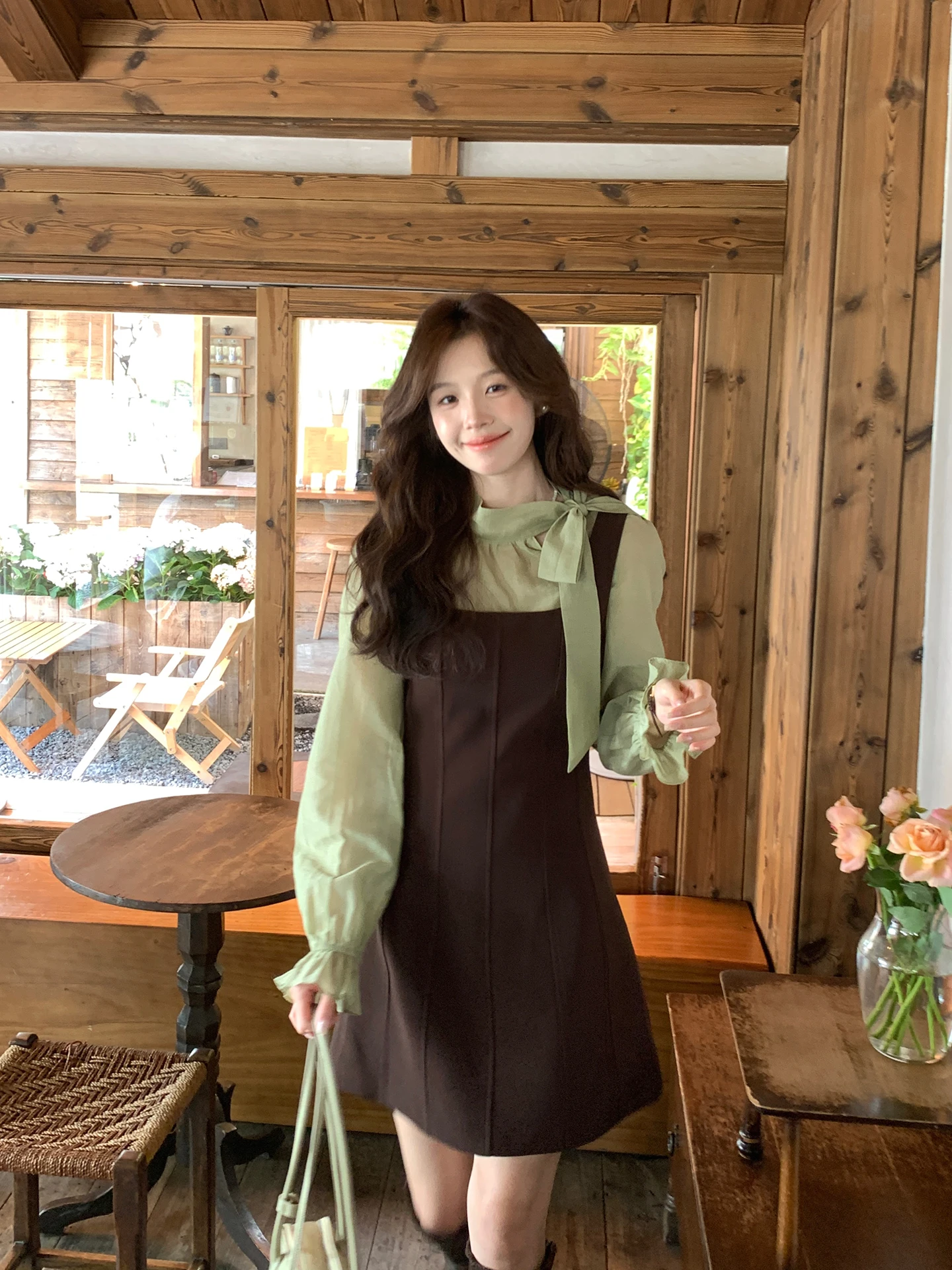 

Jasmine Rain High nce Sensation Women's irt f High Collar Belted Knot Cotton Long Sve Loose Fit