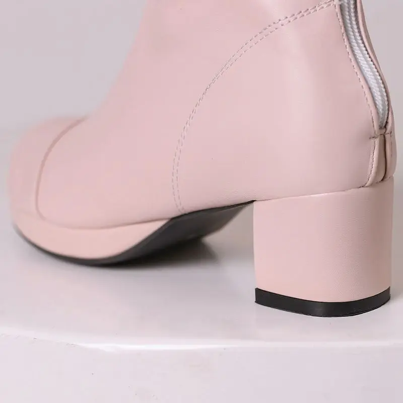 ORCHA LISA جديد أزياء المرأة الركبة عالية الجوارب جولة تو 5 سنتيمتر كتلة كعب البريدي المسامير أسود كبير الحجم 48 50 كول اليومية نمط