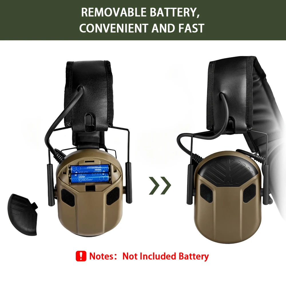 BOOIU Tactical Bluetooth Hunting Headset ABS Lightweight Noise Reduction Sound Pickup Protect Earmuff for Shooting Outdoor Sport