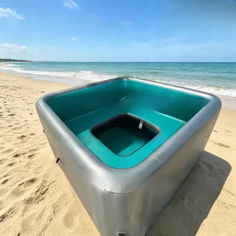 Square Inflatable Hot Tub Premium Thickened PVC Portable Outdoor Spa Tub with Comfortable Seating Perfect for Garden