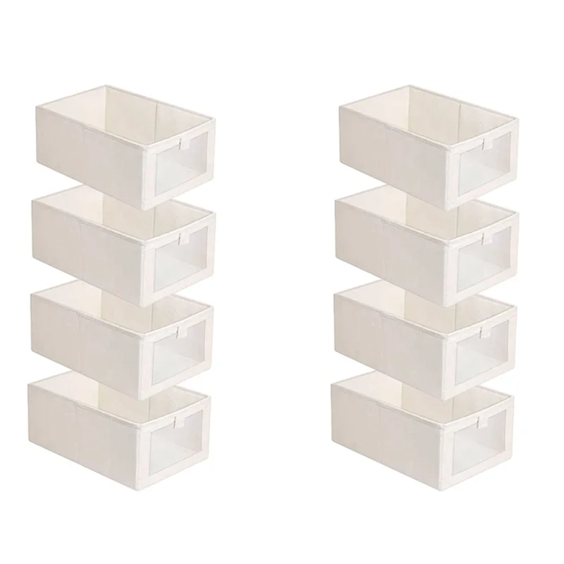 ABWR-8 Pack Storage Bins, Storage Containers For Organizing Clothing, Jeans,Closet - Closet Organizers And Storage Beige