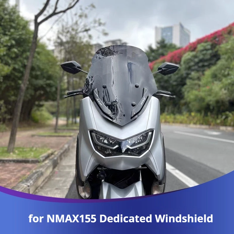 For Yamaha NMAX155 20‑24 Scooter Racing Style Front Wind Deflector Panel, Transparent Chest Protection Windscreen Mod Parts