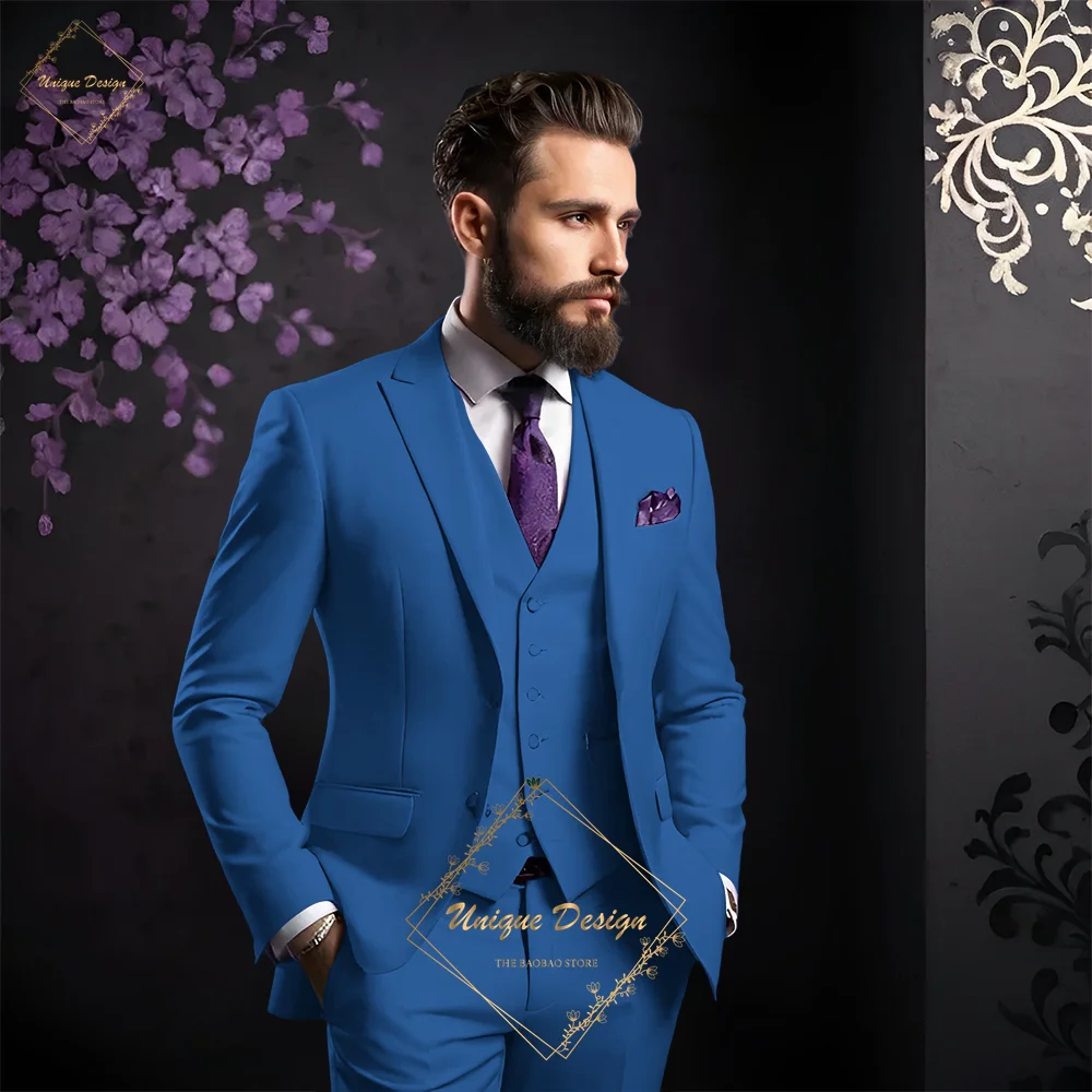 Elegant 3 Piece Slim Fit Suit in Purple for Banquet Groomsmen Wedding Prom Cocktail Xmas Dinner Party Bespoke Homme Tuxedo