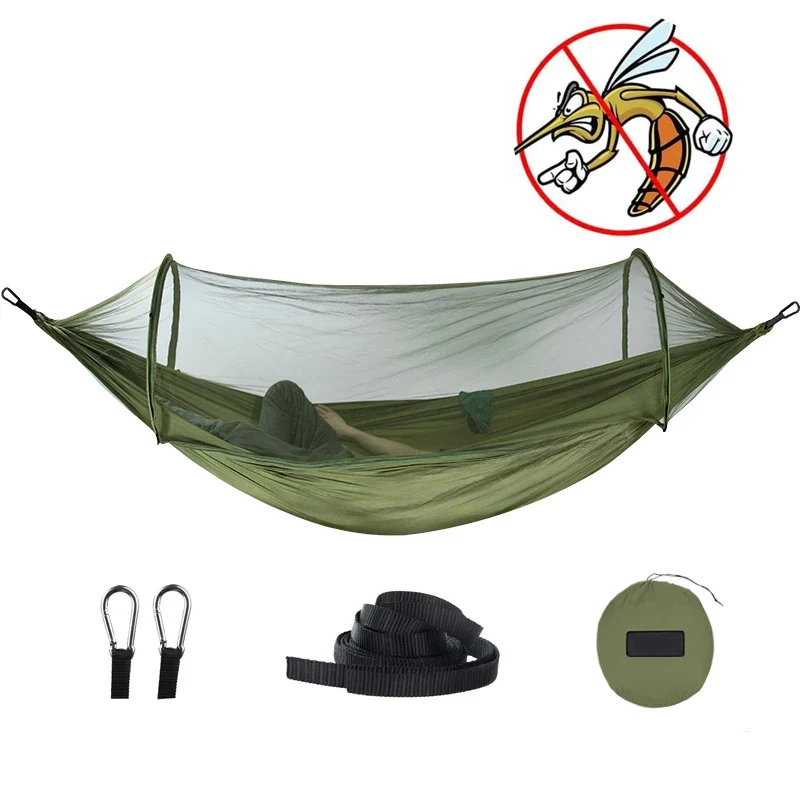 

Camping Hammock with Mosquito Net Hanging Sleeping Anti-rollover Nylon Encrypted Mesh Portable Chair Outdoor Hanging Bed Net