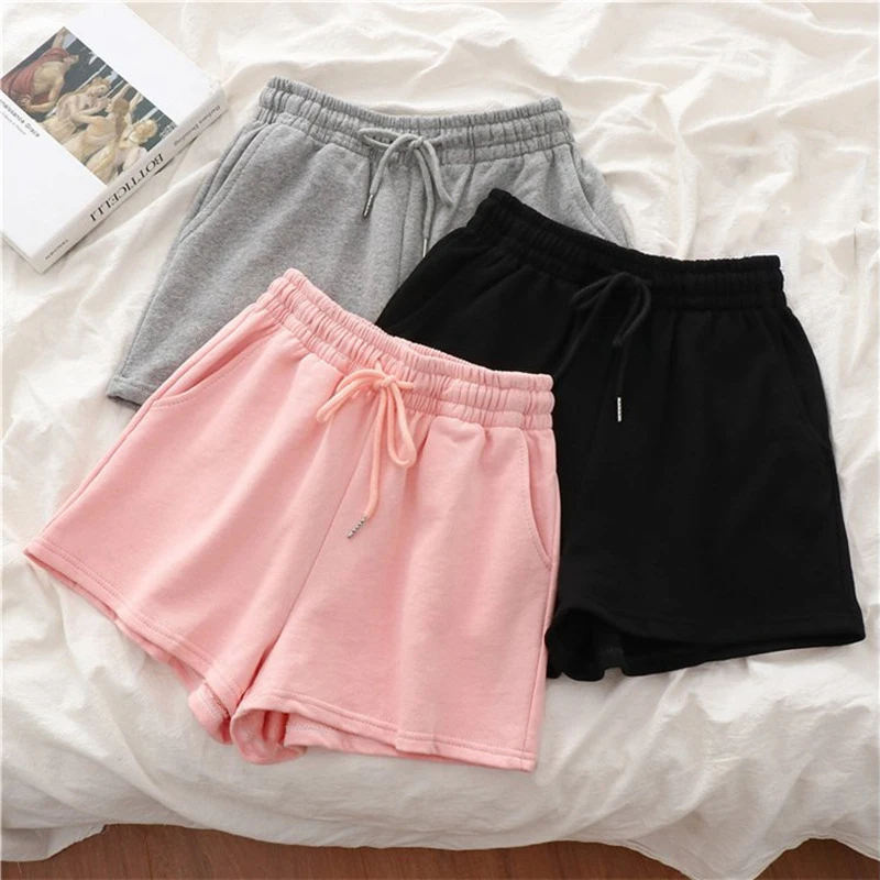 Elastic Waist High Waisted Loose Large Size Casual Sports Wide Leg Shorts