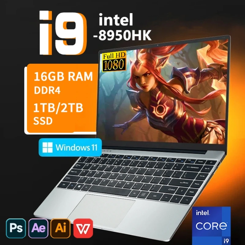 

2025 Windows 11 Pro 14,1-дюймовый игровой ноутбук Intel CORE i9 8950HK 16 ГБ DDR4 1 ТБ 2 ТБ SSD 1920*1080 Офисный игровой ПК ноутбук