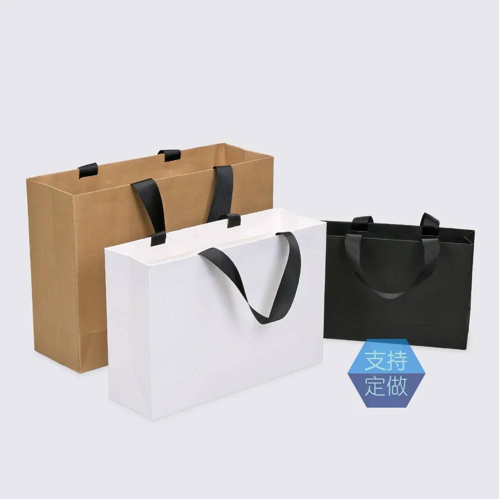 10 Uds. Bolsas de papel para ropa, bolsas de regalo Kraft de cumpleaños, productos de boda, bolsas de mano, bolso de compras para tienda, bolsas de regalo