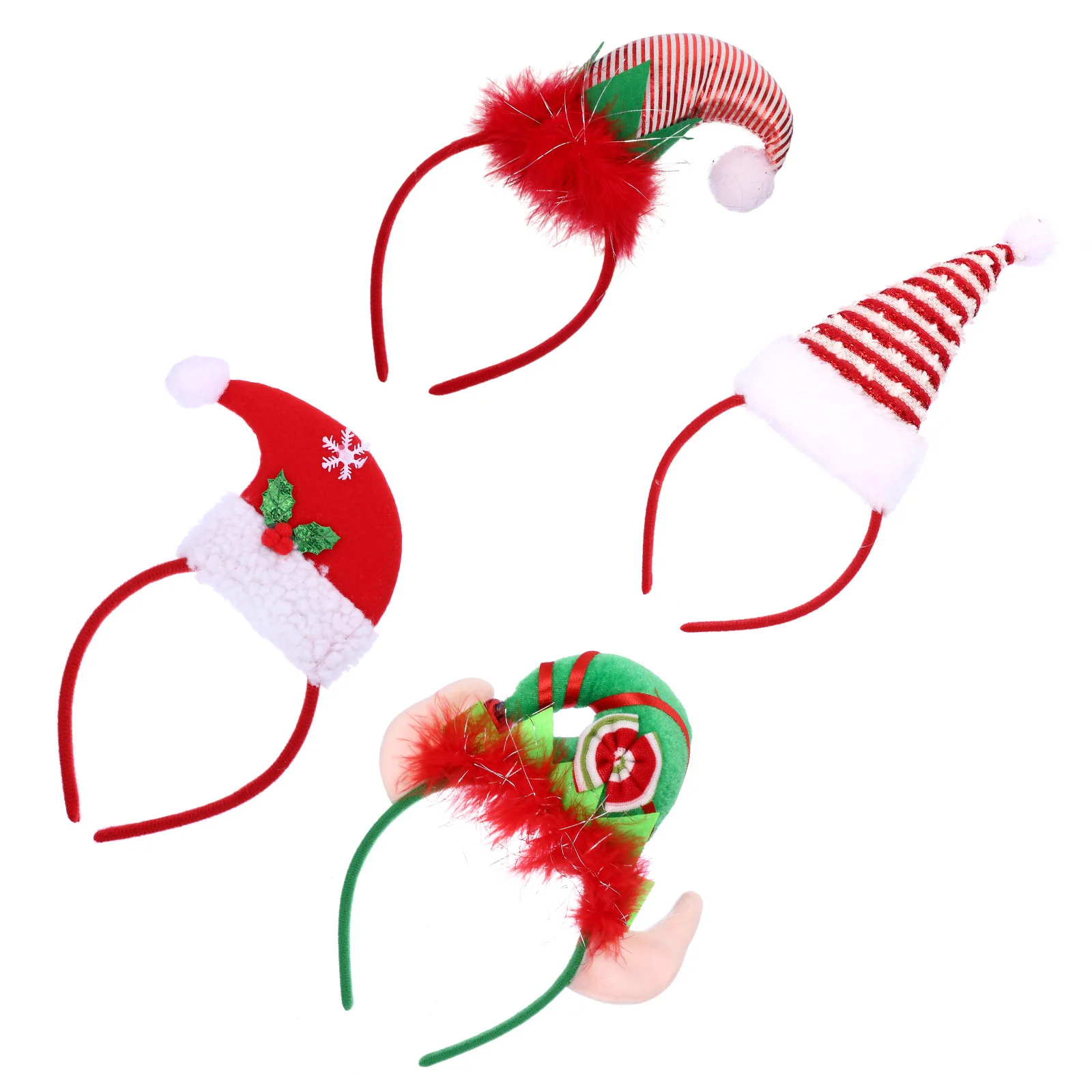 

4Pcs Christmas Santa Hat Hairbands Elastic Lovely Hair Hoop Party Headwear Festival Accessory Comfortable Fit Hairwear