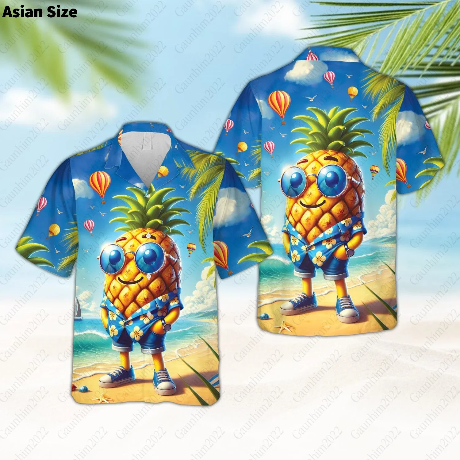 

2026 New Model Hip Hop Pineapple Fruit Hawaiian Shirts 3d Print Men Fashion Blouses Casual Beach Camisas Button Up the Shirt