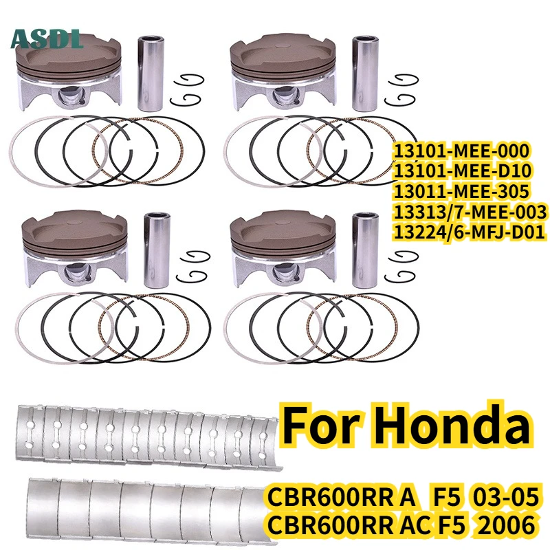 

CBR 600 RR Motorcycle Engine Piston Rings Connecting Rods Main Crankshaft Bearing For Honda CBR600RR F5 2003 2004 2005 2006