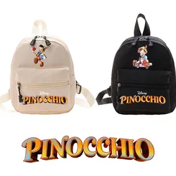 Disney Pinocchio-Sac à dos mignon pour femme, style collège Ins, sac de dessin animé pour fille, sacs à dos décontractés à la mode, sacs de voyage simples, nouveau, 2024