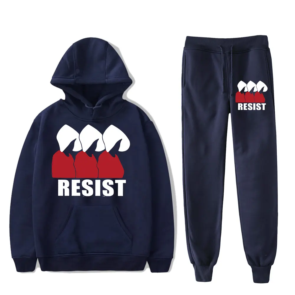 

The Handmaid's Tale Resist hoodies suits pocket drawstring hoodies sweatshirt men/women Strap sports pants