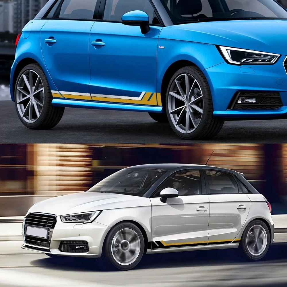 

Для Audi A1 8X GB 8XF 8XA GBA Sportback Quattro Ego E-Tron Urban: виниловые наклейки на боковые двери, гоночные полосы, графические аксессуары