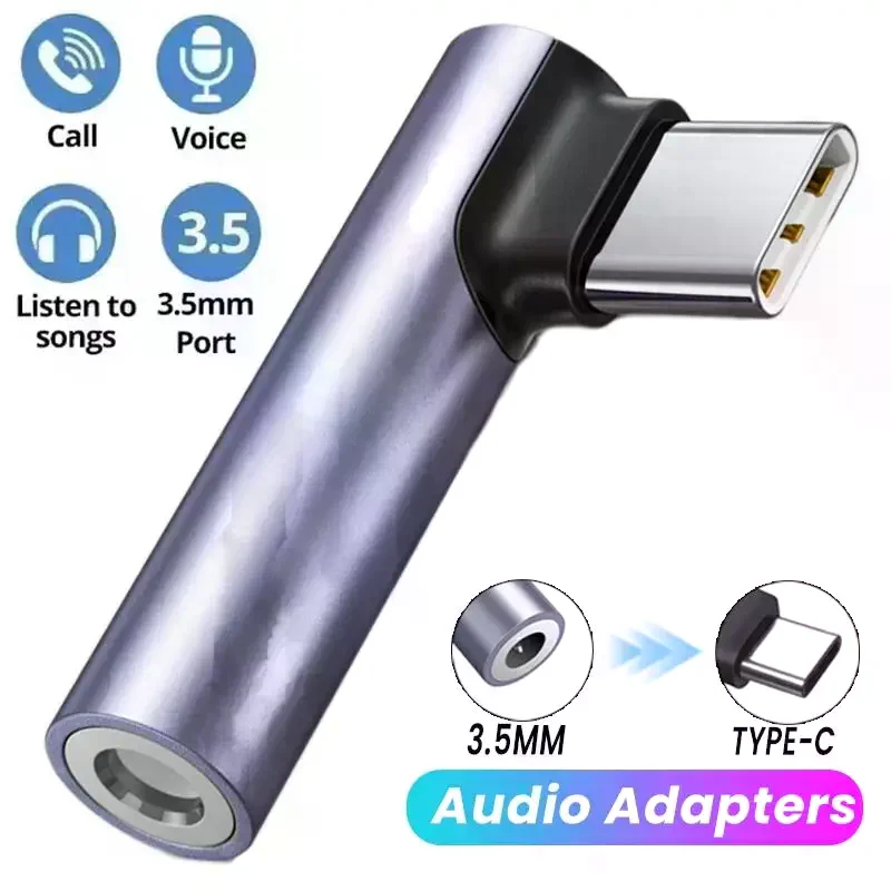 Headphone Audio Adapter Converter Type C To 3.5mm Jack Elbow L-type For Cellphone Android