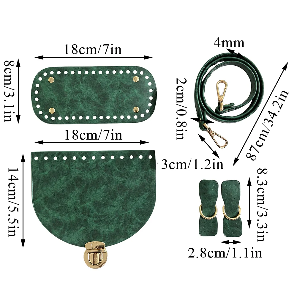 Hot 1 Set Handmade Knit Bag Set Retro Leather Bag Bottom Flap Cover With Hardware DIY Women Handbag Shloulder Straps Accessories