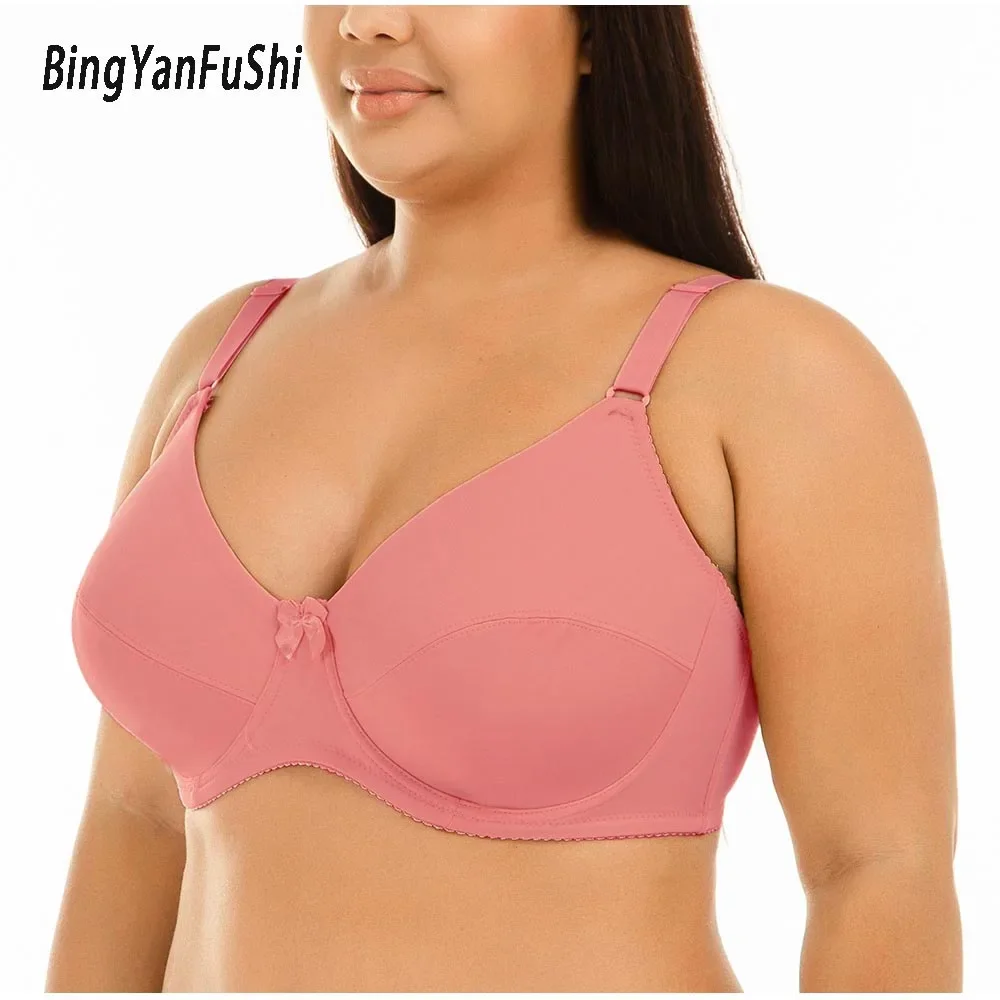 Top Damesbeugel Plus Size Bh 'S Volledige Dekking Niet-Gewatteerde Beha-Minimizer Ondergoed 36-46 C D E Cup Roze Grijs Zwart Bh C21