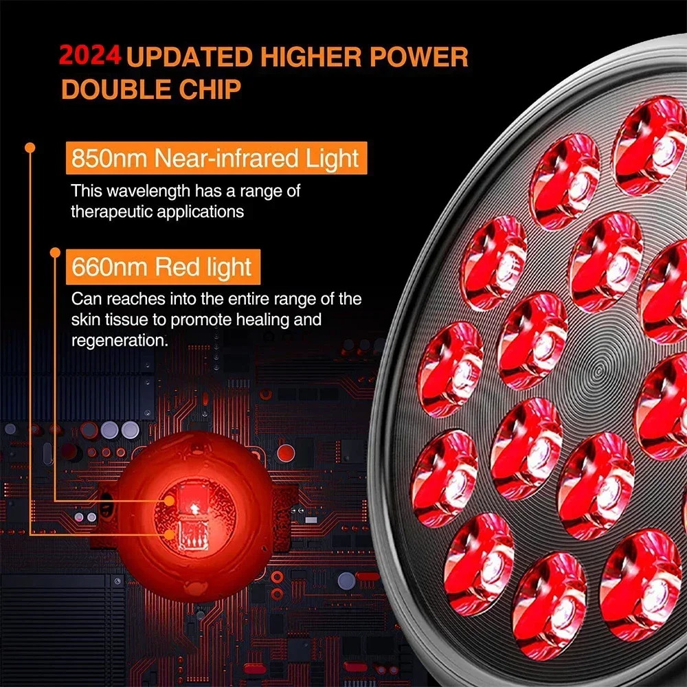 Red Light Therapy for Body and Face, 660nm ＆ 850nm Infrared Red Light Therapy Device with Adjustable Stand for Pain Relief, Skin