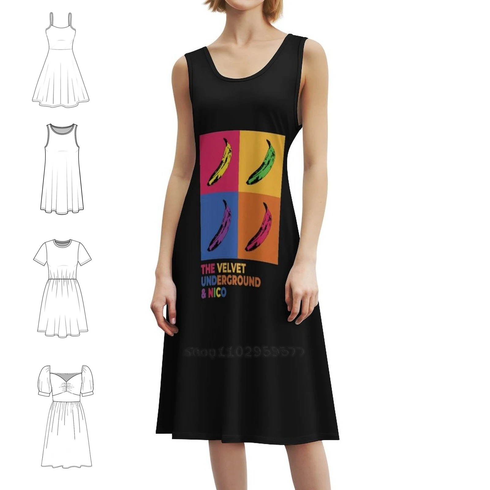 فستان The Velvet تحت الأرض على شكل قلب فستان أنيق للحفلات الصيفية للنساء The Velvet Underground The Velvet Womens