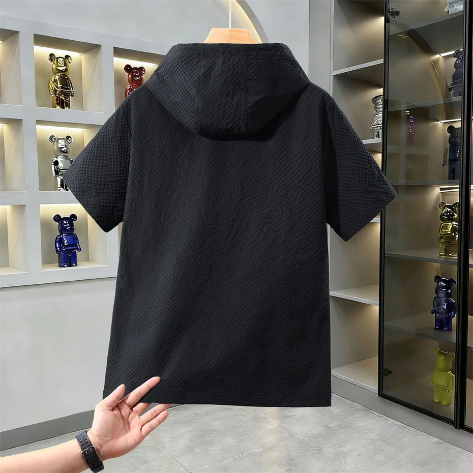 11XL 10XL Plus Size Hooded T-shirt Men Summer Tops Tees Fashion Casual Patchwork Tshirt Male Big Size 10XL