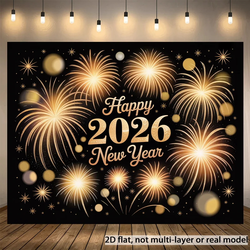 VIKAMA 2026 Neujahr Wandteppich, Feuerwerk, Sterne, Wohnzimmer, Hintergrund, Wand, Neujahr, Party, Raumdekoration