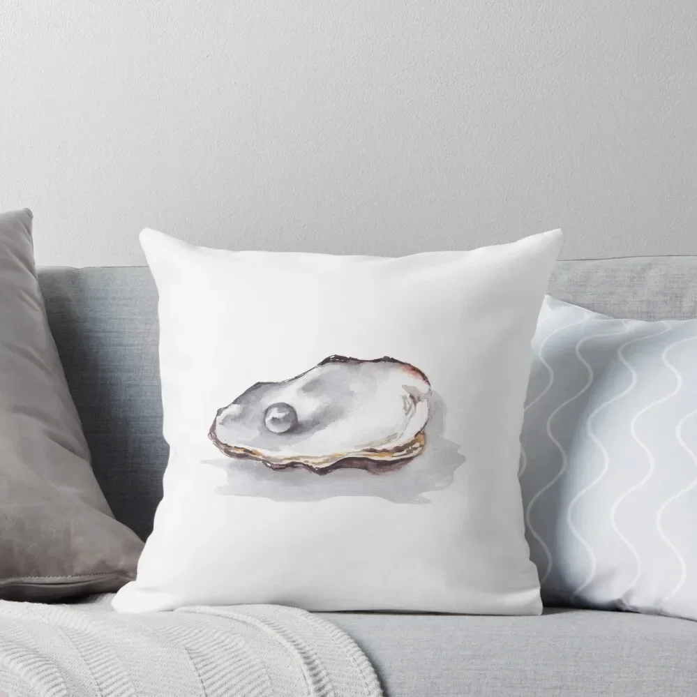 Watercolour oyster shell with a shiny pearl Throw Pillow luxury sofa pillows Luxury Cushion Cover pillow