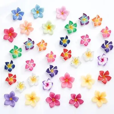 

50pcs Soft Ceramic Flower Materials Colorful Clay Flowers DIY Keychains Phone Case Decor Party Accessories Polymer Plumeria