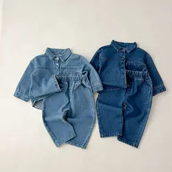 Korean baby toddler 2023 new spring children's casual fashion fashion jeans suit two-piece jeans skirt 0-6 years old