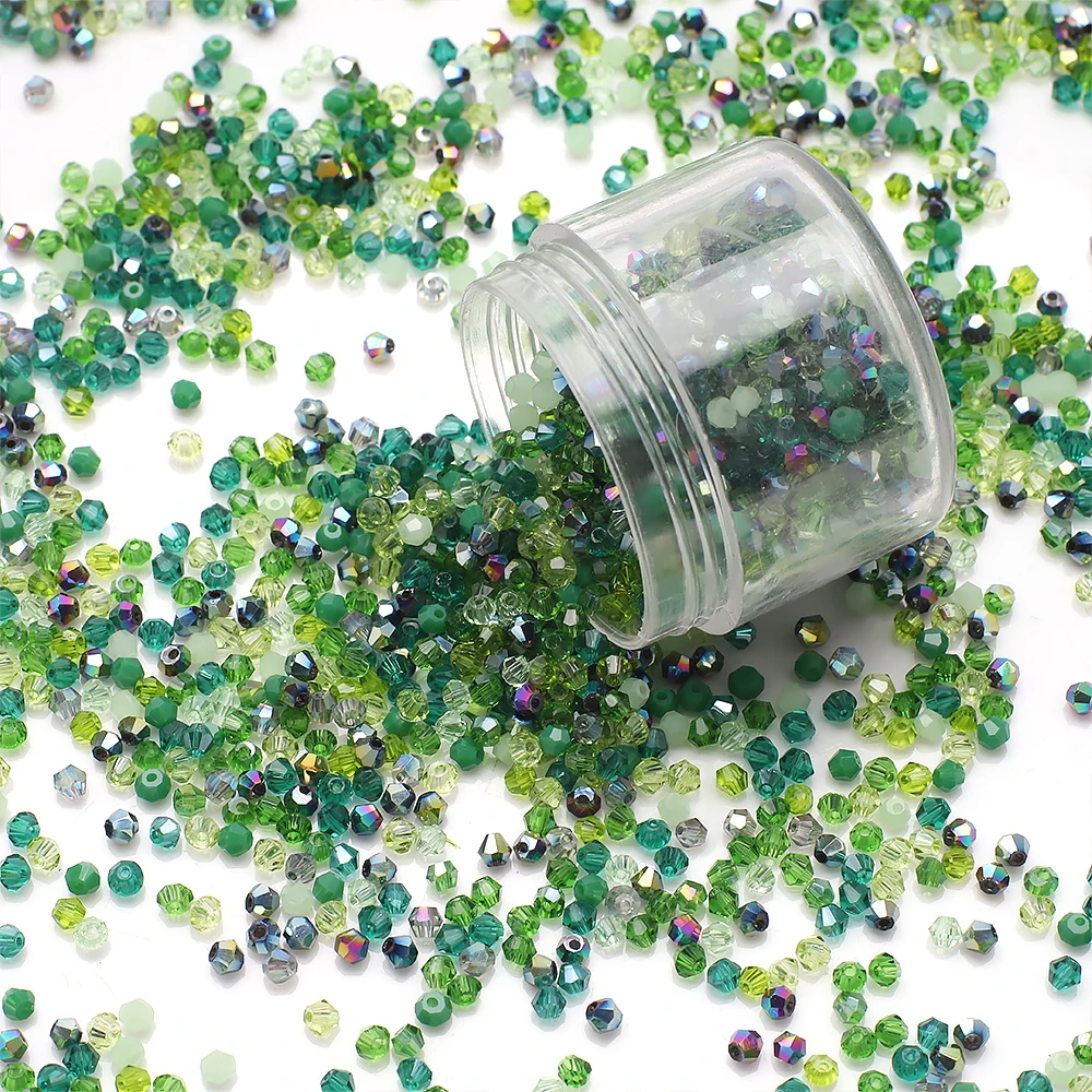 500 Stück 3 mm gemischte AB-Farben, tschechisches Doppelkegel, lose Glas-Abstandsperlen, Kunsthandwerk für handgefertigte Kristall-Armbänder, Ohrringe, DIY-Schmuckherstellung