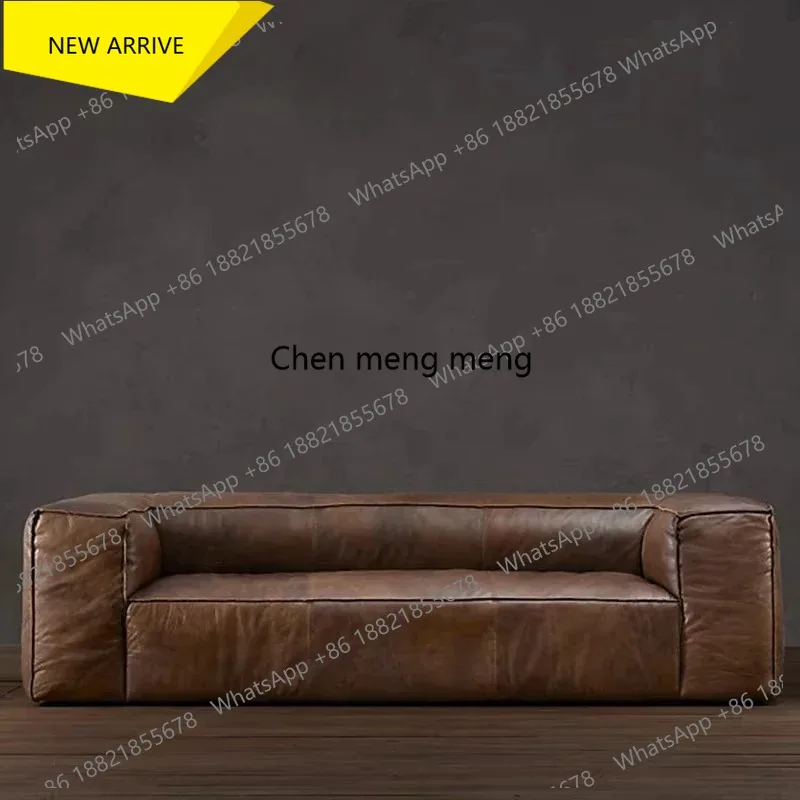 B178 Leather Living Room Sofas Luxury Brown Italian Nordic Lazy Puffs Couch Double Lounge Floor Divano Soggiorno