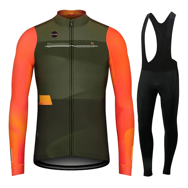 KBORA Autumn Pro Team-Men's Cycling Clothing Set, Long Sleeve Jersey, Mountain Bike Uniform, Leggings  maílllot ciclismo hombre