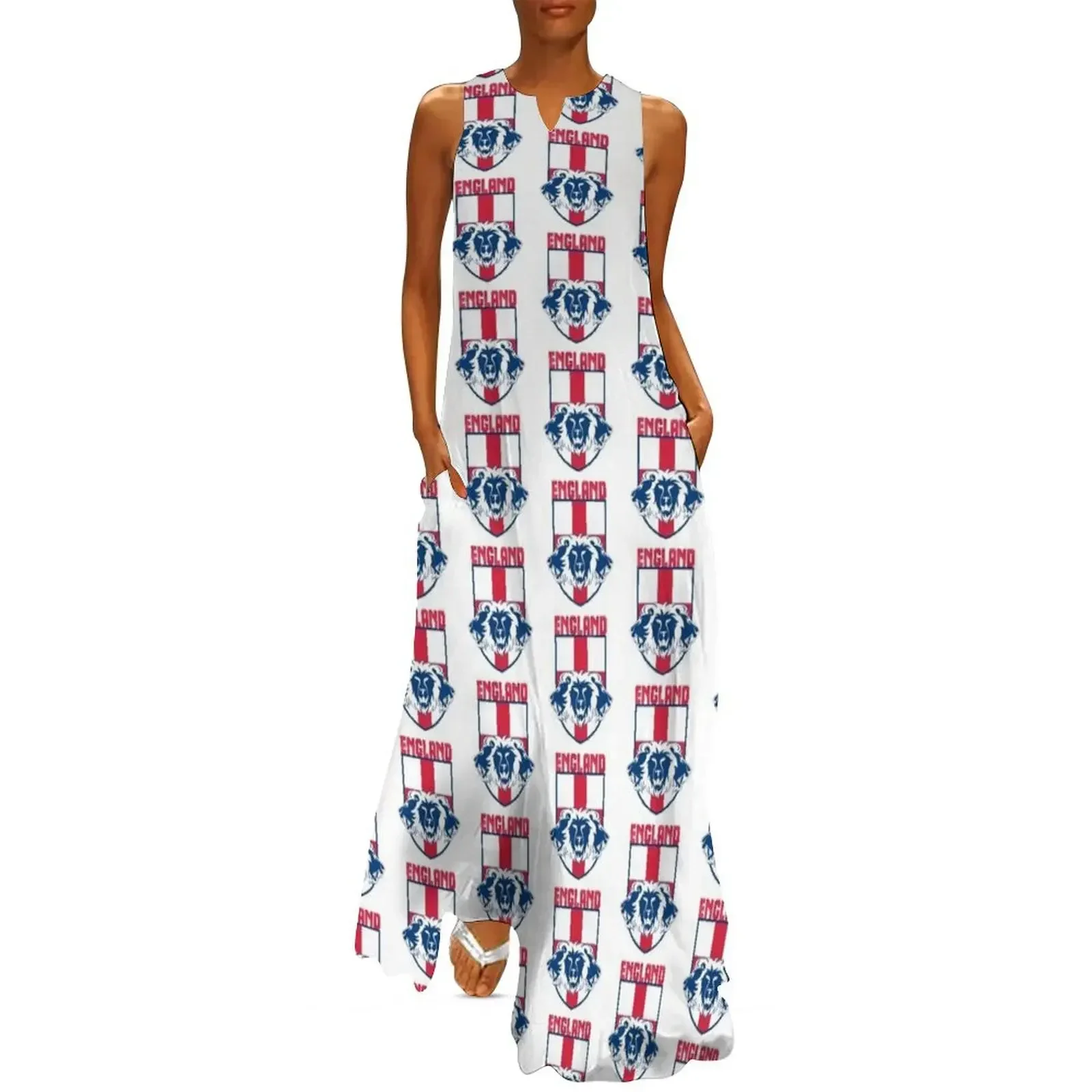 

England Three Lions Roar (Red) Long Dress women dress loose summer dress women party dresses