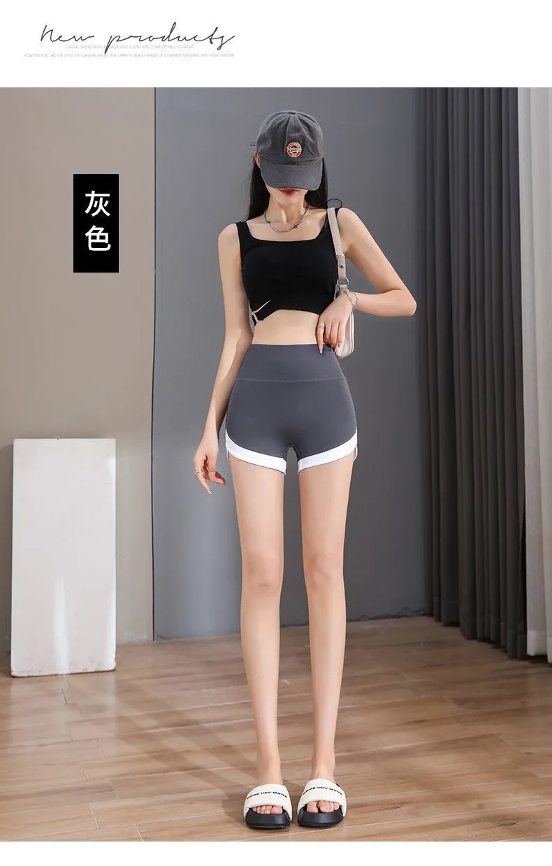 شورت يوجا رياضي للسيدات بخصر عالٍ، رفع الورك، اللياقة البدنية، الجري، ركوب الدراجات، شورت ثلاثي النقاط، شورت يوجا نسائي سريع الجفاف