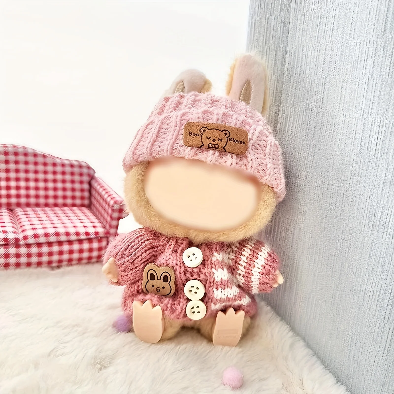 

Кукольная одежда для Labubu Outfit V1 V2 V3 17 см, аксессуары для сидения кукол, очки, дизайнерская одежда, детский подарок, свитер, шляпа, сумка, набор