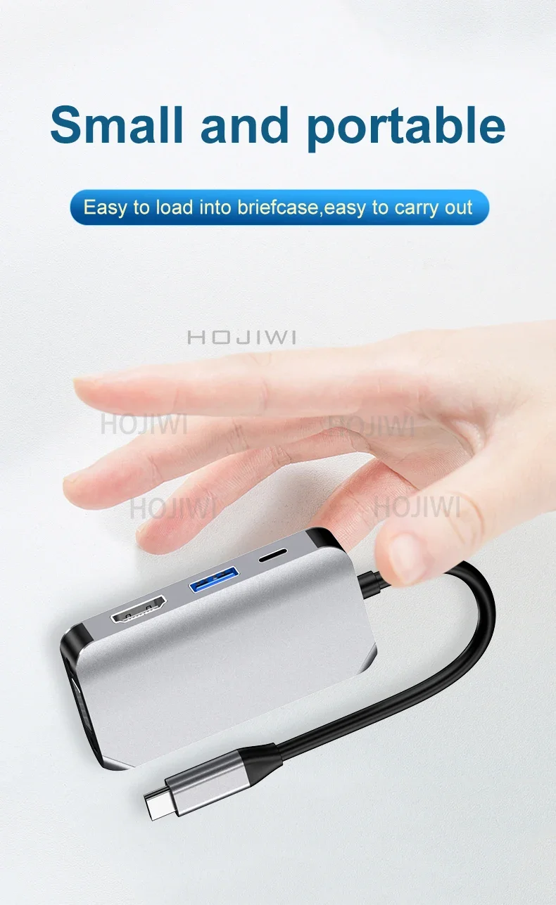 

4 in 1 type-C to hdtv 4K vga hub usb c docking station laptop hdtv Adapter PD fast charge usb 3.0 hub for AA13