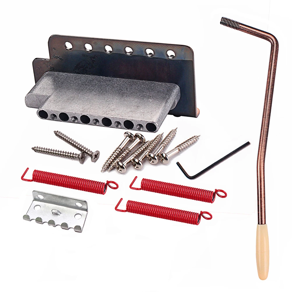 

s Guitar Bridge Hardtail Fixed Electric Replacement Parts Bronze Saddle Adjustable Saddles Easy Install Includes Wrench Springs