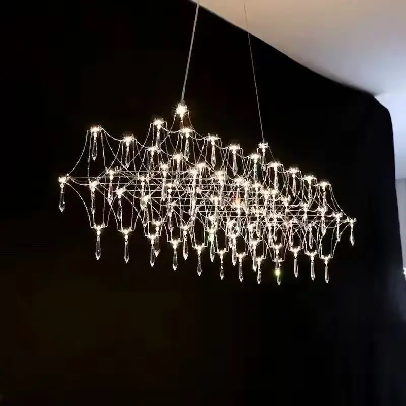 New Restaurant Lights, Dining Table Chandeliers, High-End Crystal Restaurants, Italian Style Chandeliers, Bar Counter Straight