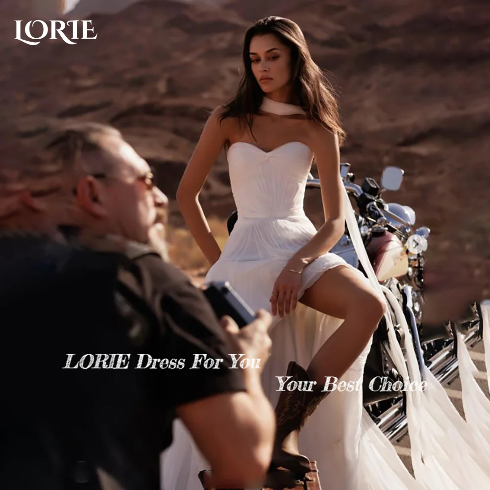 LORIE Satin Simple Wedding Dresses Arabia A-Line Pleats Ball Sweetheart Bridal Gown Princess Bride Dress Customized Simple Dress