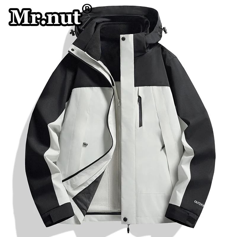 Mr.nut Fleece Detachable Removable Jacket 2 Piece Set Outdoor Couple Windbreaker Coat Climbing Suit Camping Waterproof Jackets