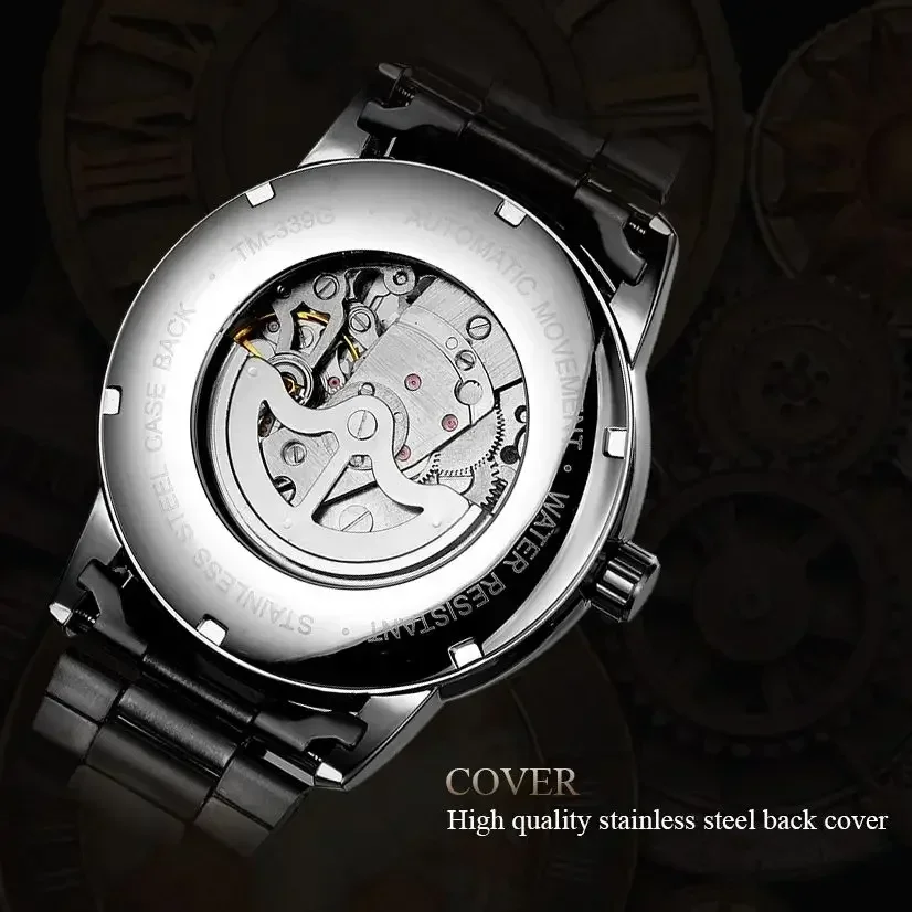 勝者-メンズ腕時計、クラシック、スケルトンデザイン、機械式、防水、自動巻き