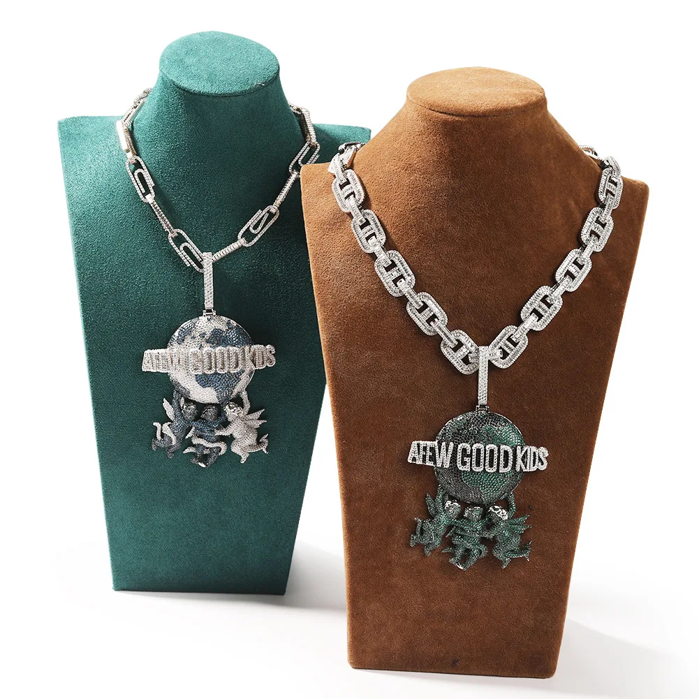 Copper Zircon “A FEW GOOD KIDS” Earth Angel & Devil Pendant, Enamel Hip-Hop Charm, Designed for Cuban Chain, Men's Rap and Street Style Statement Jewelry—the Perfect Birthday, Christmas, and Holiday Gift for Hip-Hop Enthusiasts
