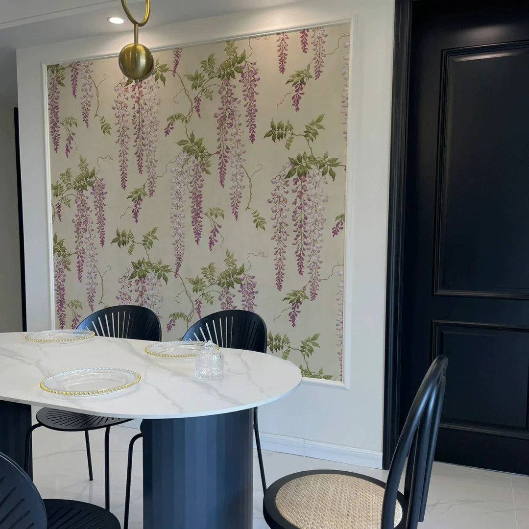 personalizzato Nordic Acquerello Vite Glicine fiori Carta da parati per soggiorno Murale Campagna unica Arte Carta da parati Decorazione della parete di casa