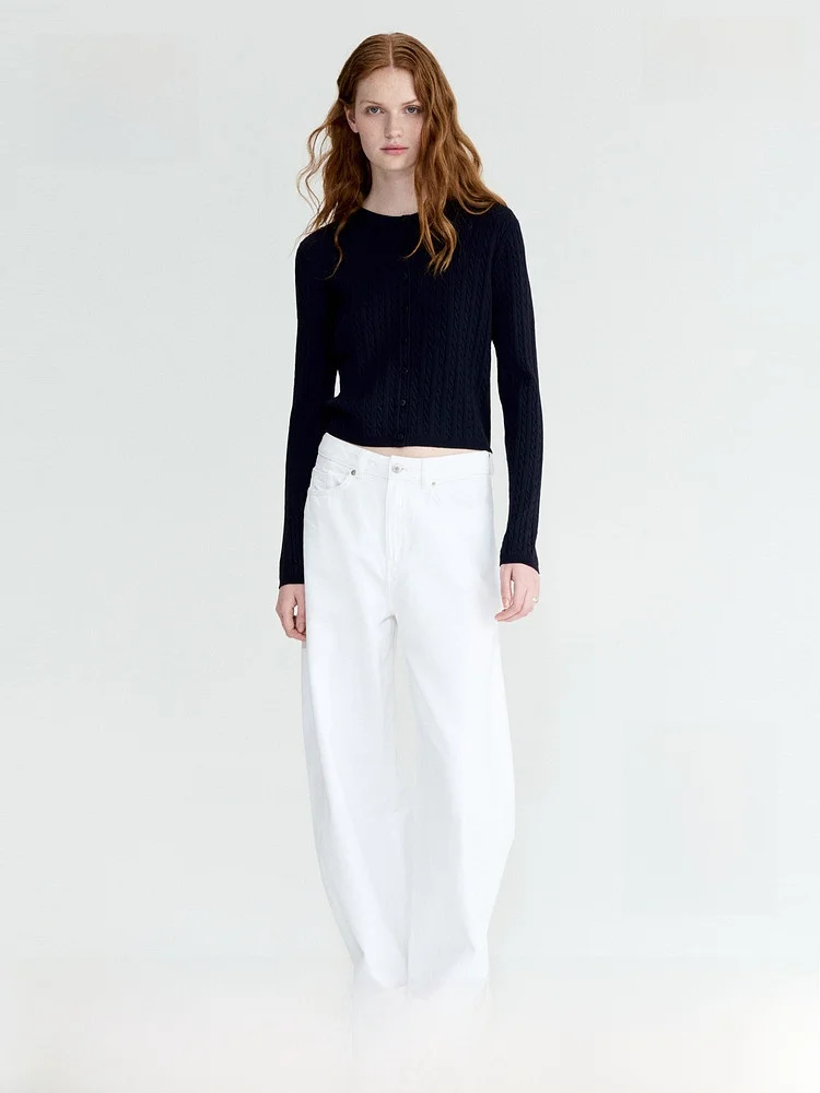 

Женский вязаный кардиган H&M, весна 2026, повседневный, с узлами, приталенный, с V-образным вырезом, на пуговицах, тонкий