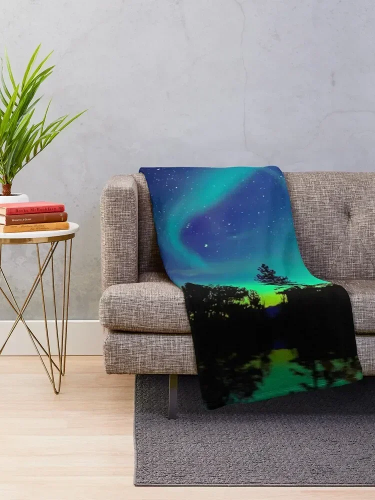 Northern Lights 4 Throw Blanket Retros Designers blankets ands Tourist Blankets