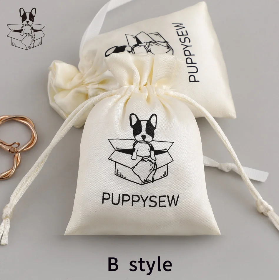 100 Pieces Satin Drawstring Bags Custom Dust Bags Jewelry Packaging Bags Personalized Printing Halloween Gift Packaging Bags Can