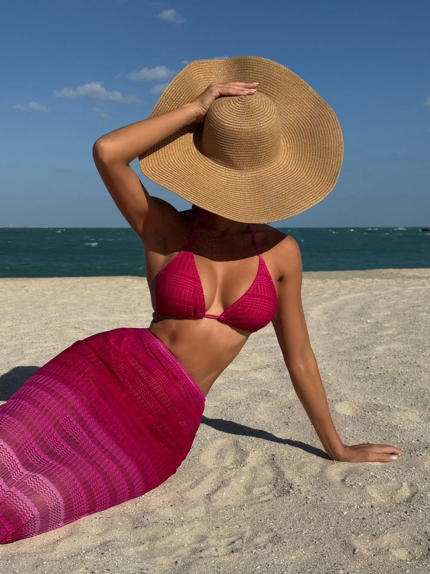 

Сексуальный градиентный женский купальник с кружевом, длинное пляжное платье, юбка, комплекты бикини из трех предметов, купальник, пляжная одежда, купальный костюм, наряды