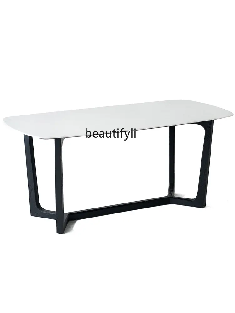 

Natural Marble Dining-Table Dining Table Rectangular Dining Table Simple Small Apartment 6-Person Dining Table